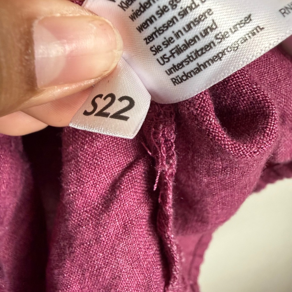 Eileen Fisher Organic Linen Button Down Tunic Top Plum Purple Womens Large L/G - Picture 4 of 8